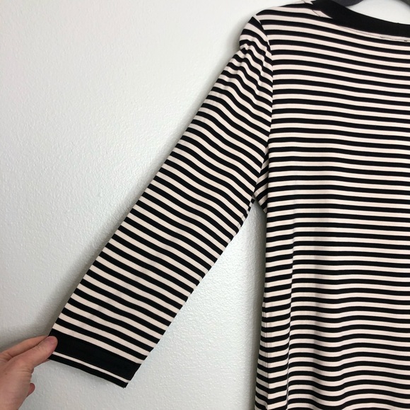 Talbots Tie Neck 3/4 Sleeve Striped Causal Shirt M - Picture 11 of 15